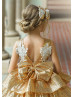 Gold Sequin Ivory Lace Peplum Gorgeous Flower Girl Dress Gold Sequin Ivory Lace Peplum Gorgeous Flower Girl Dress